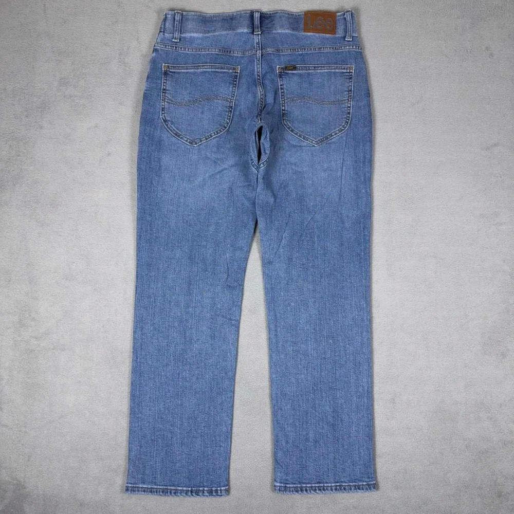 Lee Jeans Mens 33x30 Straight Leg Regular Fit Medium Wash Blue‎ Denim Stretch
